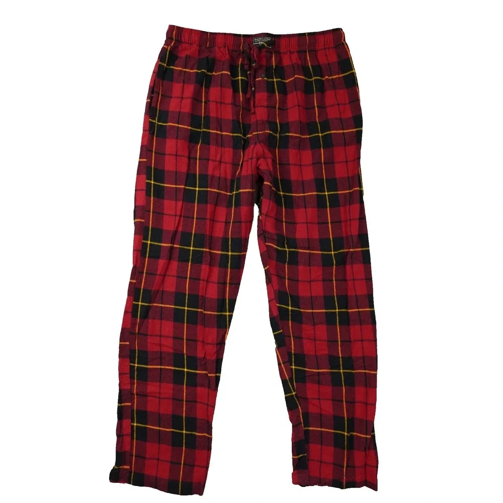 Polo Ralph Lauren Sleepwear Pants Men's Large Red Black Plaid‎ Lounge Holiday